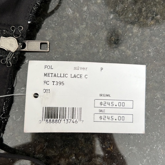 Intermix Black Metallic Lace Spaghetti Strap Corset Crop Top XSmall NWT - Picture 11 of 11